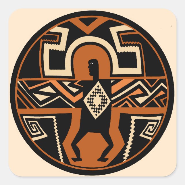 Mimbres Warrior Quadratischer Aufkleber (Vorderseite)
