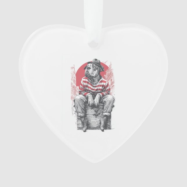 Mime Mastiff � Stummer Lustiger Hund Ornament (Vorderseite)