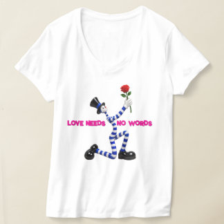 Mime mit blauem Streifen und roter Rose 3D-Kunst T-Shirt