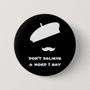 Mime Pantomime Silent Black Button