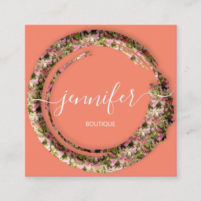 Mimetic Camouflage Militärische Mode Coral Pink Quadratische Visitenkarte (Vorderseite)