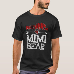 Mimi Bear Drei Zinnen Roter Kariert Mama Christmas T-Shirt