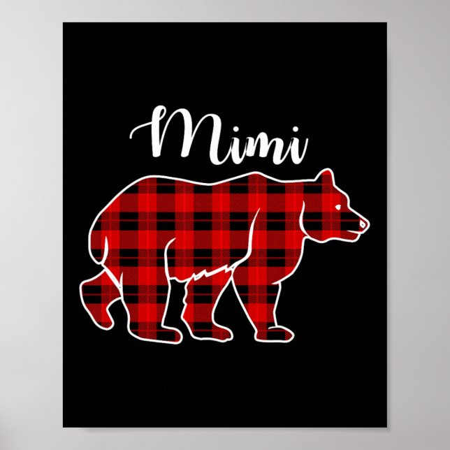 Mimi Bear Karierte Weihnachtskostüme Matching Fam Poster (Vorne)