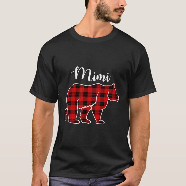 Mimi Bear Karierte Weihnachtskostüme Matching Fam T-Shirt (Vorderseite)
