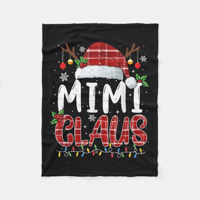 Mimi Claus Christmas Lights Pajama Family Matching Fleecedecke (Vorderseite)