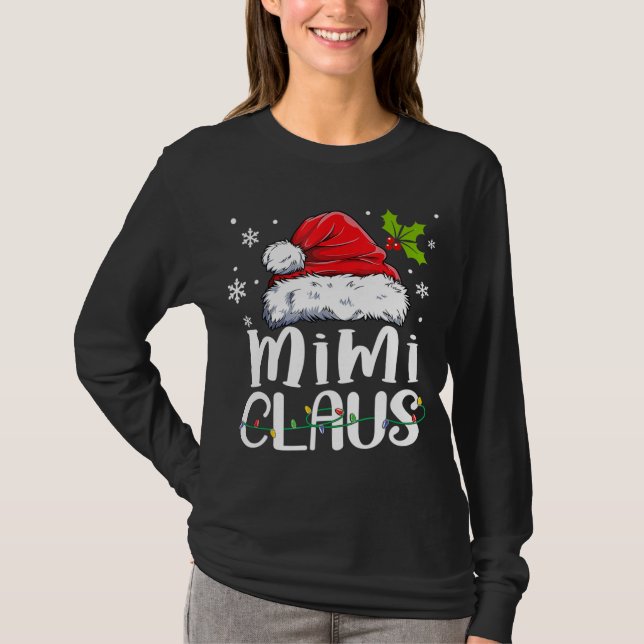 Mimi Claus Christmas Pajama Familie Matching Xmas T-Shirt (Vorderseite)
