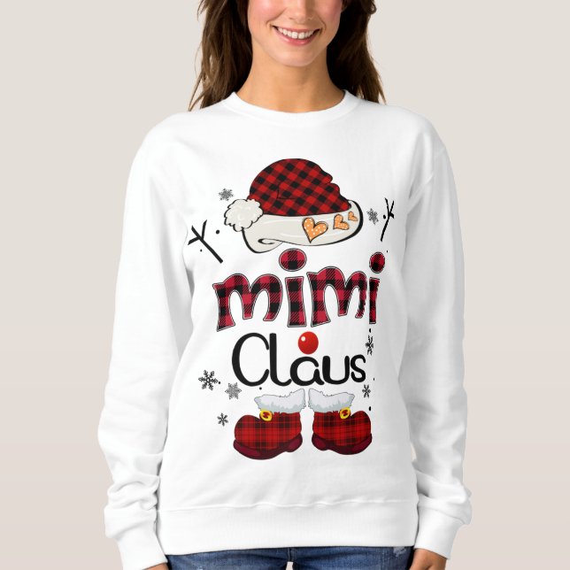 Mimi Claus Red Kariert Grandma Gift Sweatshirt (Vorderseite)