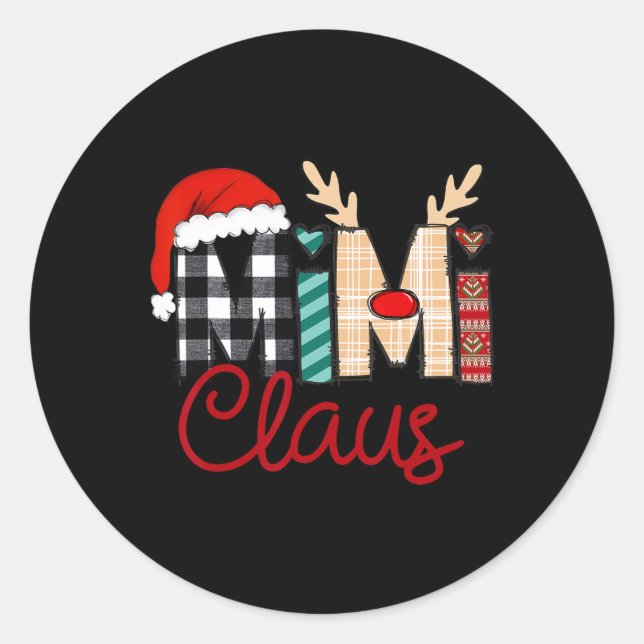 Mimi Claus Reindeer Christmas Runder Aufkleber (Vorderseite)