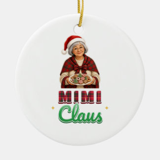 Mimi Claus Tartan Weihnachts-Oma-Ornament Keramik Ornament