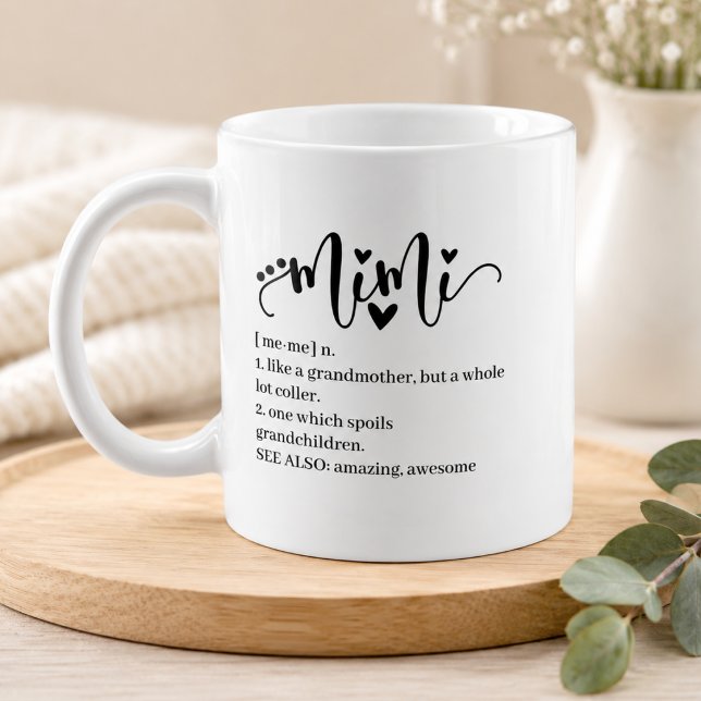 Mimi Definition Oma Script Herz Minimal Lustig Kaffeetasse (mimi grandma grandmother holiday gift presents  grandparents day mothers day christmas birthday)