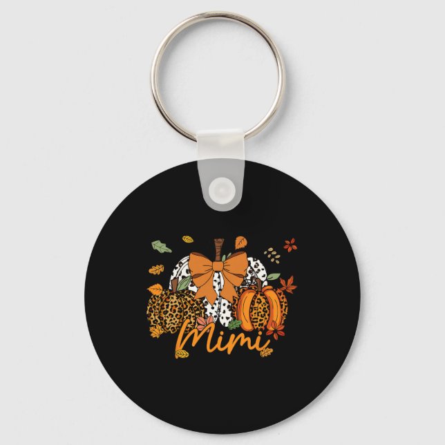 Mimi Erntedank Leopard Pumpkin Coquette Bow Mama Schlüsselanhänger (Vorderseite)