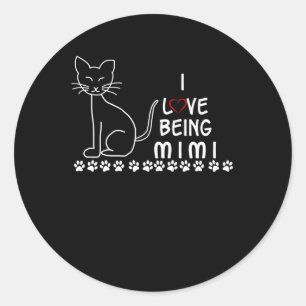 Mimi Gift   I Liebe Mimi Cat Lovely Runder Aufkleber