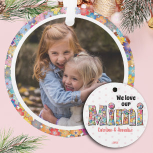 Mimi Liebe Pink Green Blume Chic Weihnachten Foto Ornament