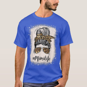 Mimi Life Leopard gebleicht Mütter Day Messy Bun W T-Shirt