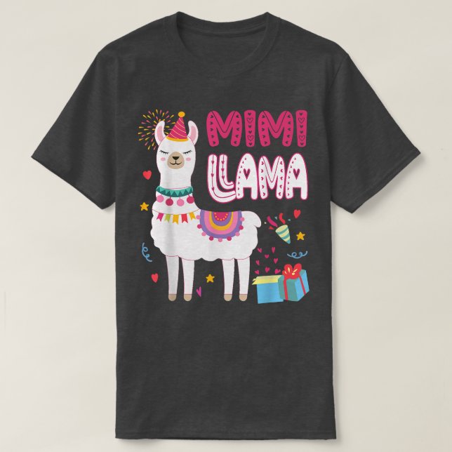 Mimi Llama Grandma Of A Birthday Boy Girl Llama Bi T-Shirt (Design vorne)