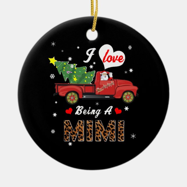 Mimi Lover| I Liebe ist ein Mimi Weihnachtsbaum Keramik Ornament (Vorne)
