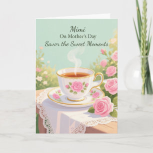 Mimi Muttertag Süße Momente Rosen Teetasse Karte