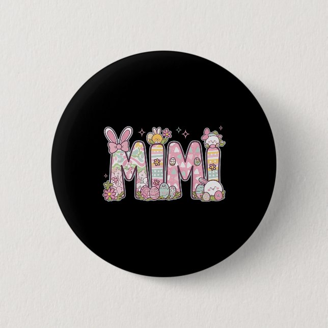 Mimi Oaster Coquette Bow Happy Oaster Bunny Rabbit Button (Vorderseite)