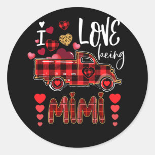 Mimi Red Kariert Truck Herz Valentinstag Runder Aufkleber