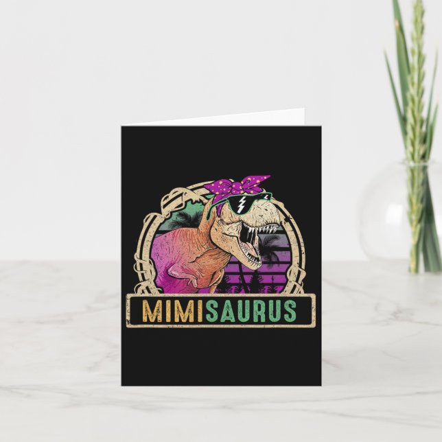 Mimi Saurus Mimisaurus T Rex Dinosaur Familienmatt Karte (Vorderseite)