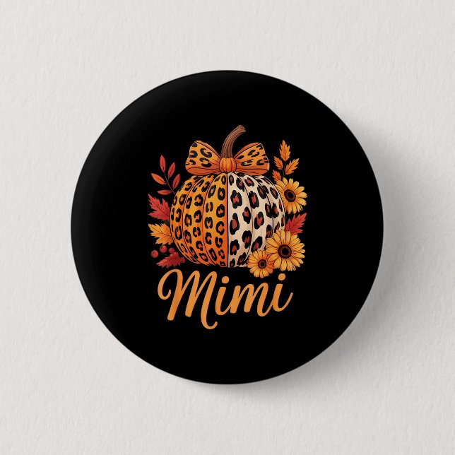 Mimi Thanksgiving Leopard Pumpkin Sunflower Coquet Button (Vorderseite)