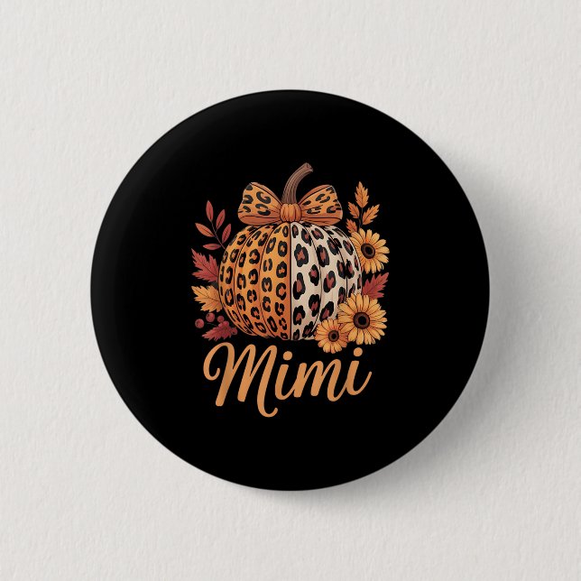 Mimi Thanksgiving Leopard Pumpkin Sunflower Coquet Button (Vorderseite)