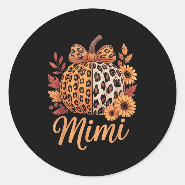 Mimi Thanksgiving Leopard Pumpkin Sunflower Coquet Runder Aufkleber (Vorderseite)