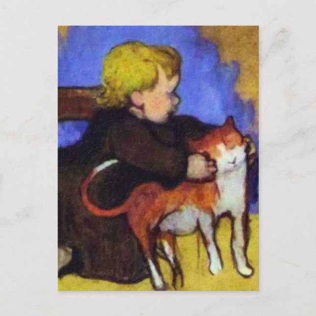 Mimi und ihre Katze von Paul Gauguin Postkarte (Vorderseite)