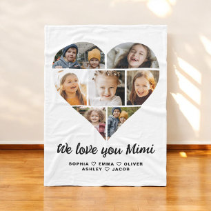 Mimi We Liebe you Heart Modern Foto Collage Fleecedecke