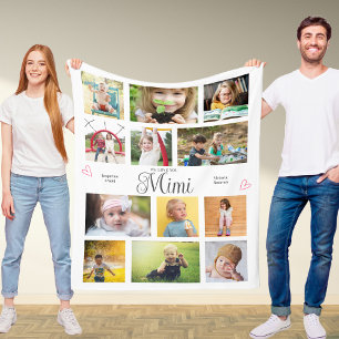 Mimi Wir lieben dich Personalisierte Herzen Modern Fleecedecke
