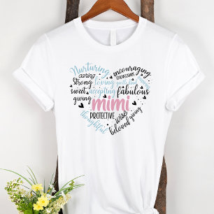 Mimi Word Cloud Pink Herz Grandma T-Shirt