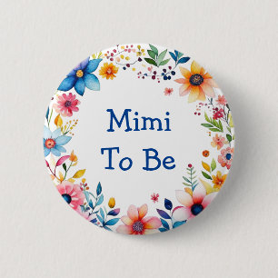 Mimi zu floralen rosa und blauen Baby-Dusche Button