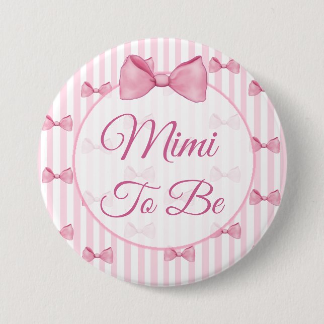 Mimi zu Pink Bow Baby Showknopf Button (Vorderseite)