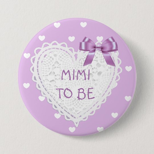 Mimi, zum lila Herzen Baby-Duschen-Knopf zu sein Runder Button 7,6 Cm