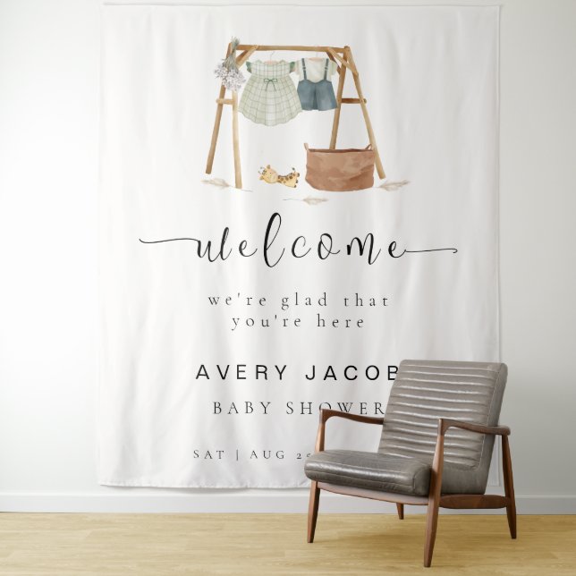 Mimimalist Boho Baby Duschkleidung Begrüßungszeich Wandteppich (Beispiel)