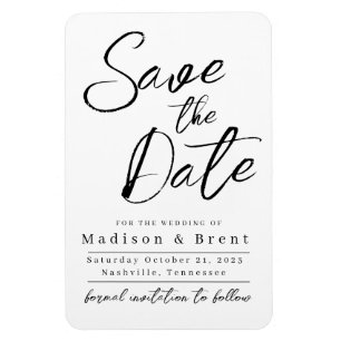 Mimimalist Simple Non-Foto Wedding Annoucement Magnet
