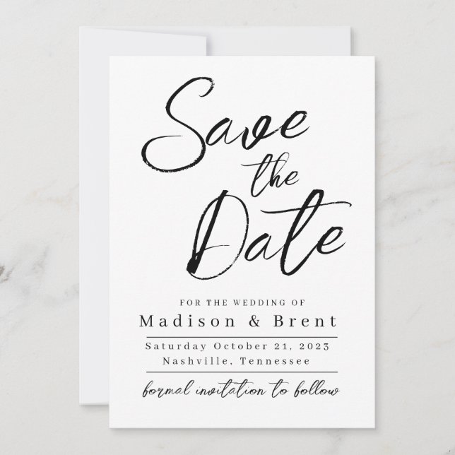 Mimimalist Simple Non-Foto Wedding Annoucement Save The Date (Vorderseite)