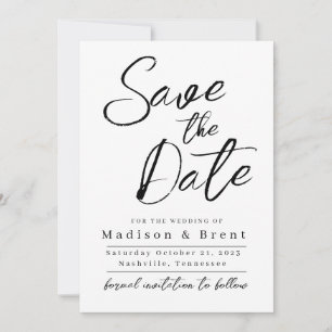 Mimimalist Simple Non-Foto Wedding Annoucement Save The Date