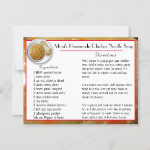Mimis Chicken Noodle Soup Recipe Card Postkarte