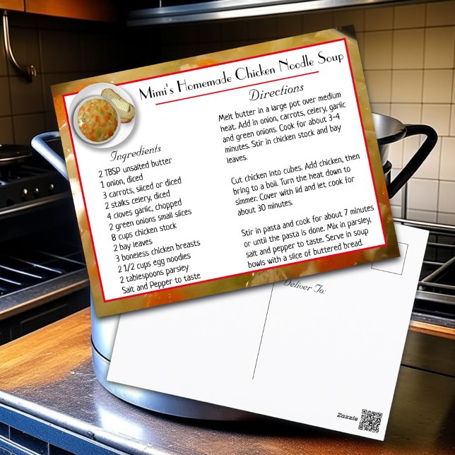 Mimis Chicken Noodle Soup Recipe Card Postkarte (Von Creator hochgeladen)