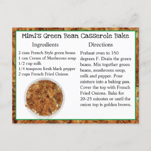 Mimis Green Bean Casserole Bake Recipe Card Postkarte