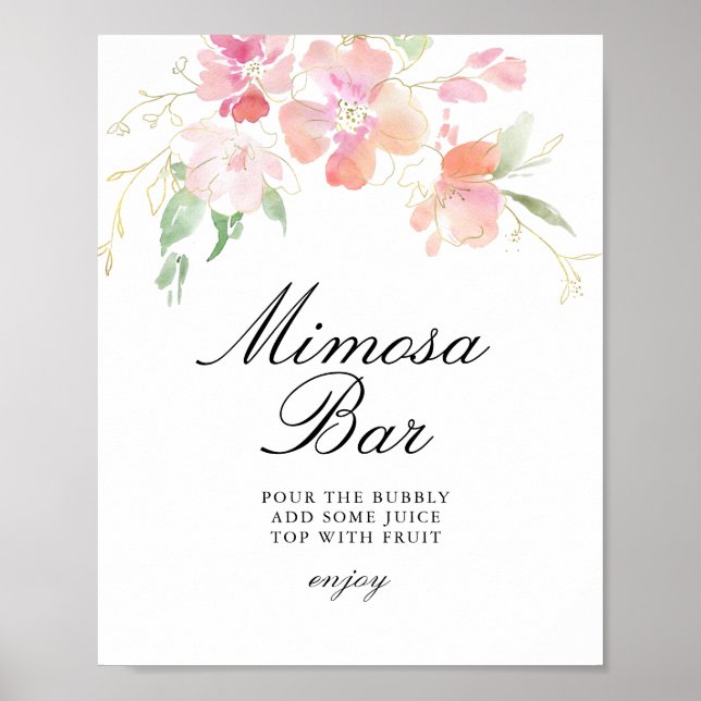 Mimosa-Bar aus goldfarbenem Brautparty Poster (Vorne)
