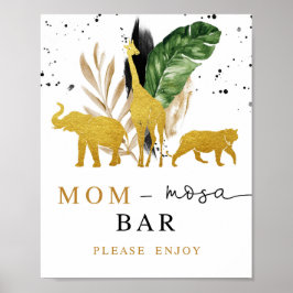 Mimosa Bar Baby Dusche Sign Gold Safari Tiere Poster