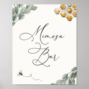 Mimosa Bar Bee Eucalyptus Sign Poster