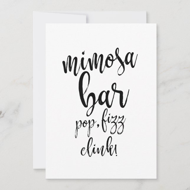 Mimosa Bar Black and White Affordable Wedding Sign (Vorderseite)
