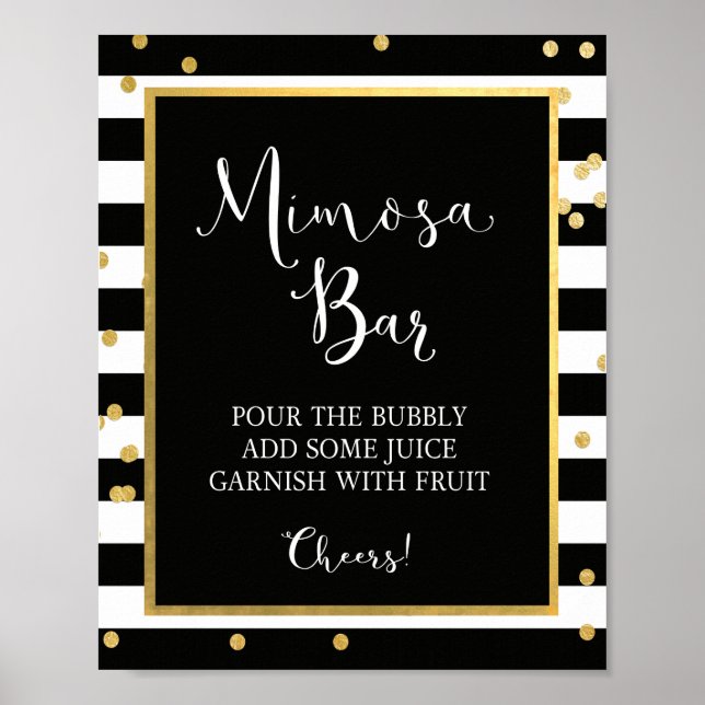 Mimosa Bar Black & Gold Sign Poster (Vorne)
