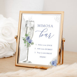 Mimosa-Bar, Blaue Silberblumen & Glas, Dusche Poster