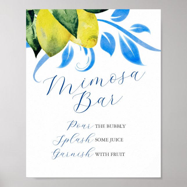 Mimosa Bar Blue & Yellow Lemons Poster (Vorne)