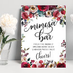 Mimosa Bar Brautparty Party Poster<br><div class="desc">Elegante und dennoch moderne boho Stil Blumenhochzeit MIMOSA BAR SIGN. Bouquet mit Aquarellfarben in den Farben Bordeaux,  Rot,  Marsala,  Wein,  Merlot,  Marineblau und Rosa. Ideal für Herbst / Herbst Hochzeit. Einfach zu bearbeiten - mit Ihrem Text personalisieren. Siehe Sammlung.</div>