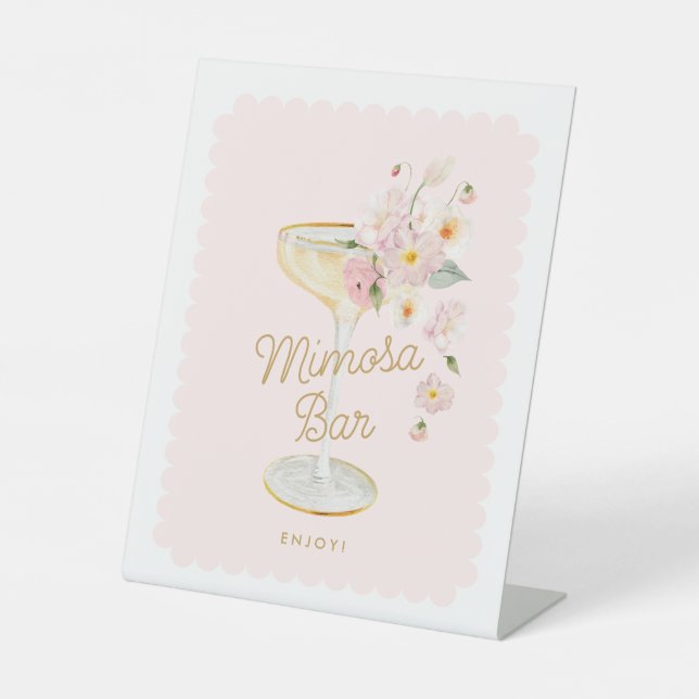 Mimosa Bar Brautparty Pedestal Zeichen Sockelschild (Vorderseite)
